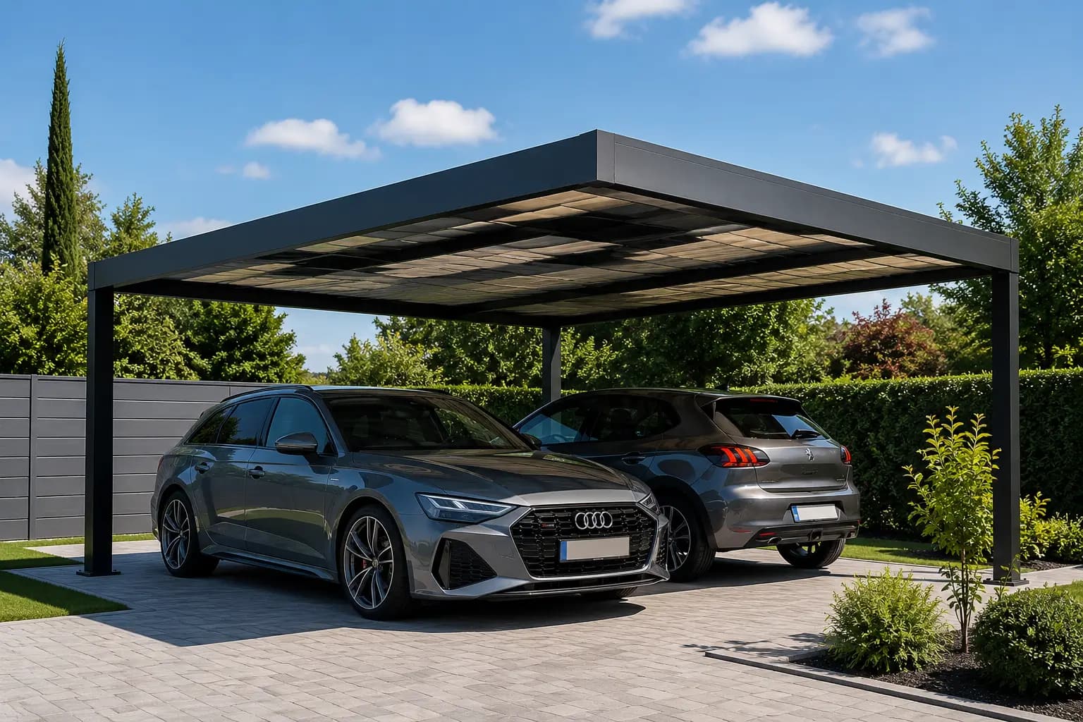 Carport couvrant un emplacement de stationnement