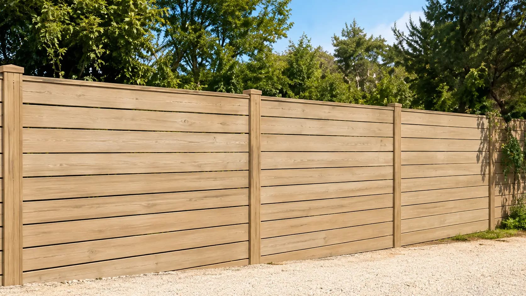Clôture en bois délimitant une propriété
